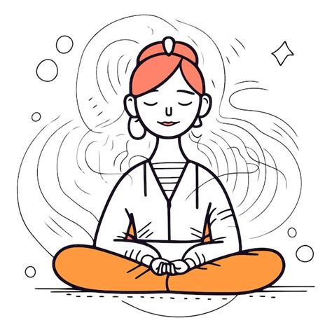 Ilustraci N Vectorial De Una Mujer Meditando En Posici N De Loto Sobre