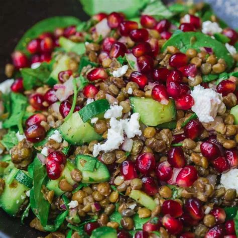 Green Lentil And Pomegranate Molasses Salad