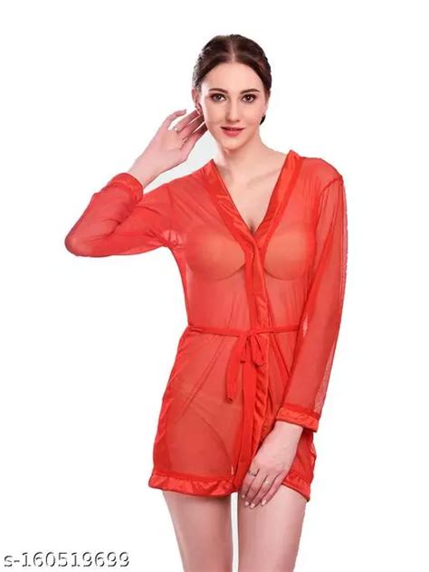 Womens Babydoll Lace Net Robe Lingerie Nightwear Dress