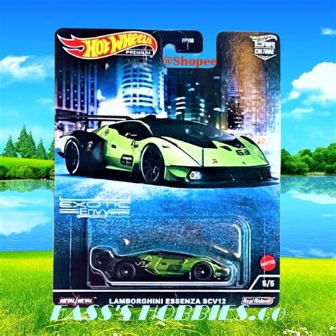 Hot Wheels Premium Car Culture Exotic Envy Lamborghini Essenza Scv Green Rubber Tyre