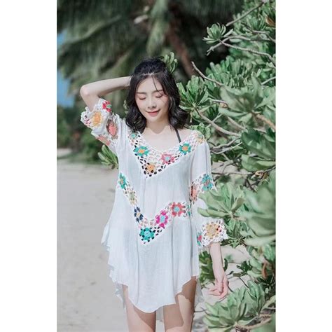 Jual White Boho Outer Bikini Outer Dress Pantai Bra Luaran Bikini