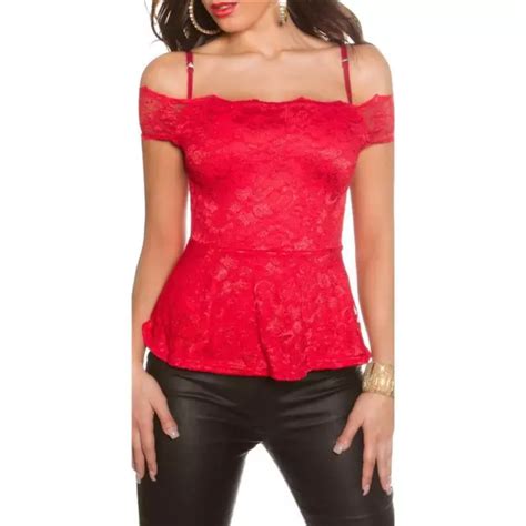 SEXY TOP IN Latina Style IN Pizzo Con Peplum Rosso T1229 EUR 21 48 PicClick FR