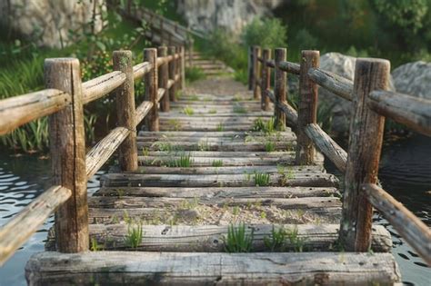 Premium Photo Rustic Wooden Bridges Spanning Over Streams