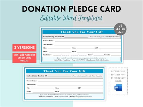 Donation Pledge Card, Donation Form, Donation Flyer, Non Profit