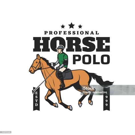 Turnamen Olahraga Polo Kuda Atau Lambang Klub Ilustrasi Stok Unduh