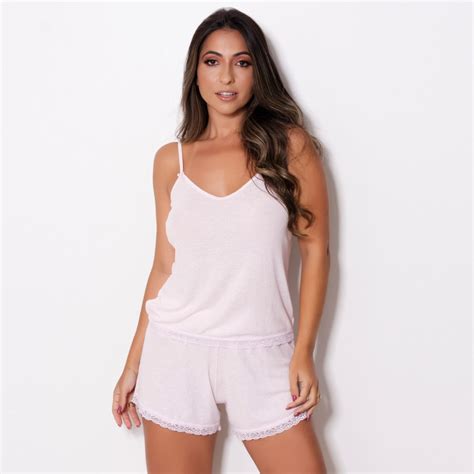 Short Doll Canelado Lingerie BR Atacado Para Revenda