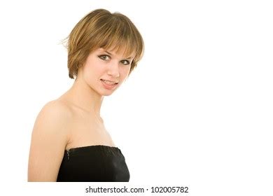 Portrait Beautiful Brunette Isolated On White Stock Photo Shutterstock