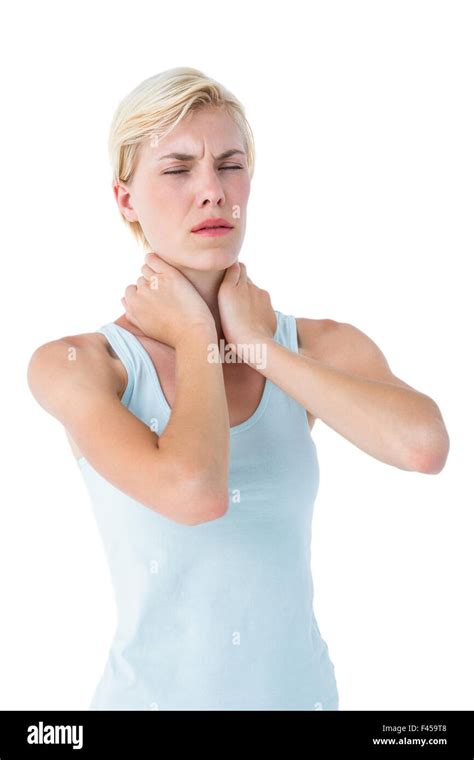 Attractive Woman Having Neck Pain Stock Photo Alamy