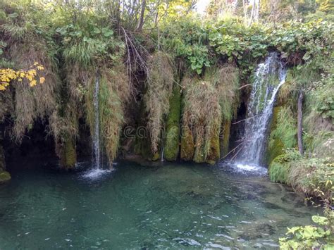 Les Cascades D Eau Descendent Le Long De La Montagne Sur Des Rochers