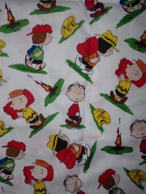 Peanuts Fabric Peanuts Character Fabric Peanuts Camping Etsy