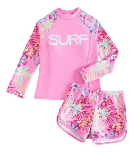 Traje Ba O Bikini Preadolescentes Estampado Tropical Rosa Env O Gratis
