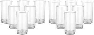 SKYRIVA Pack Of 12 Unbreakable Stylish Transparent Water Glass Set