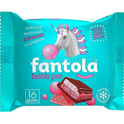 Шоколад FANTOLA молочный 60г с начинкой со вкусом Bubble Gum купить за ...