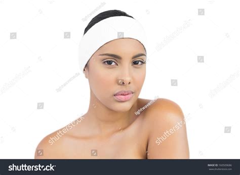 Calm Nude Brunette Hairband Looking Camera Stock Photo 160509686