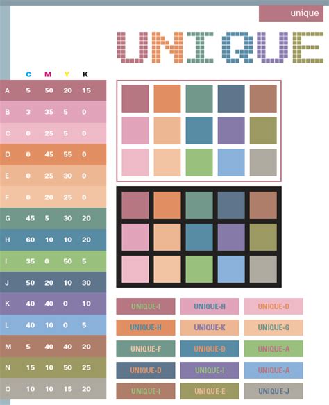 Unique color schemes, color combinations, color palettes for print