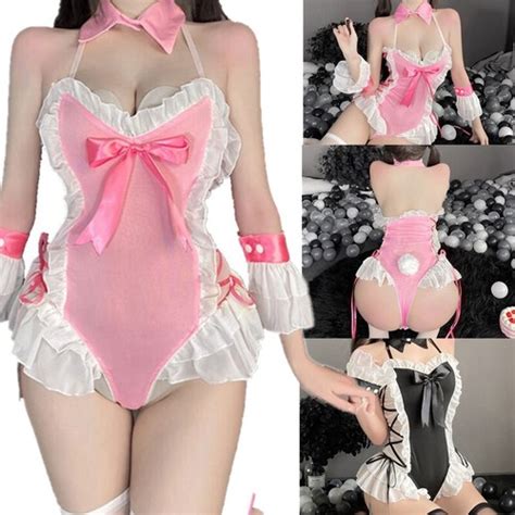 Women Sexy Lingerie Cute Uniform Cosplay Costume Bunny Girl Maid Outfit Bodysuit Ebay