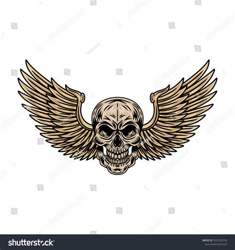 Vintage Cartoon Winged Skulls Isolated Retro Stock Vector Royalty Free