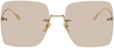 Gucci Gold Rimless Sunglasses SSENSE UK