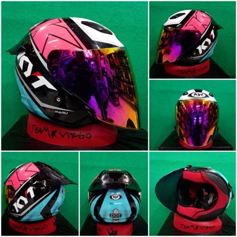 Jual KYT DJ MARU MOTF NEW SERI 17 FUXIA PAKET GANTENG VISOR IRIDIUM