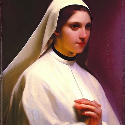 A Portrait Of A Beautiful Nun Painted By Delphin Stable Diffusion