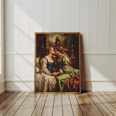Romantic Sapphic Victorian Women Poster Lesbian Print Wlw Love Art Sappho Wall Art Etsy