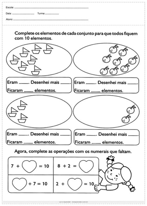 Atividades De Matemática Do 1º Ano Para Imprimir Ler E Aprender