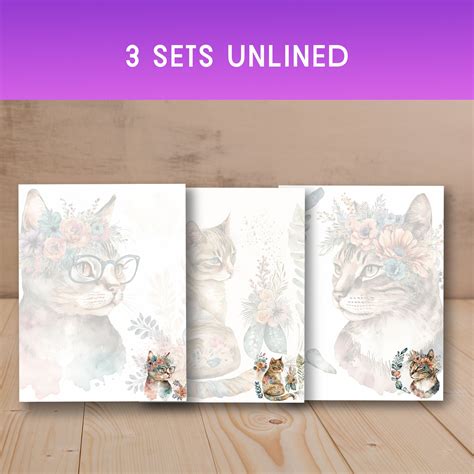Cat Stationary Printable Cat Stationery Set Cute Cat Stationary Cute