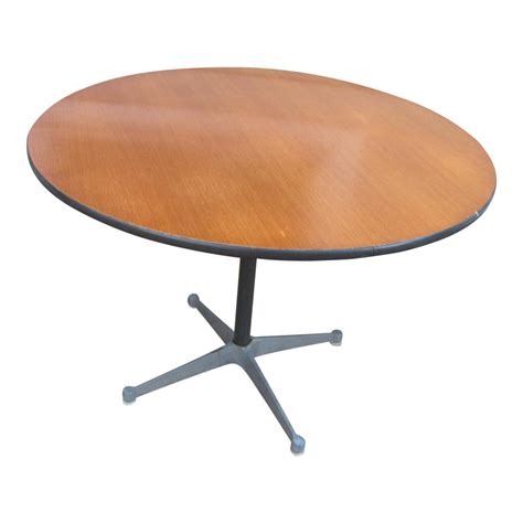 1960s Vintage Round Eames For Herman Miller Dining Table With Teak Top