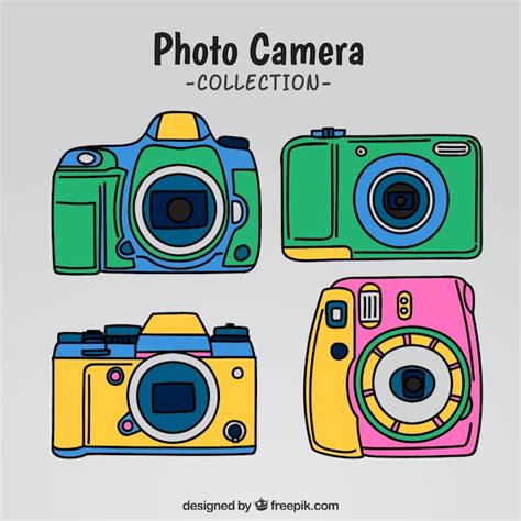 Colorful Camera Collection Free Vector