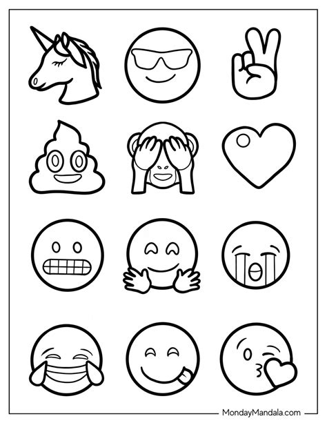 Free Printable Coloring Emoji Faces