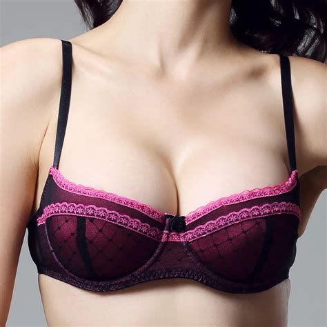 2014 Women Sexy Super Push Up Bra Intimates Lace Balconette Half Cup Demi Cotton Padded Bras For