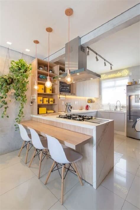 O Que Colocar No Balcão Da Cozinha - Cozinha com Balcão: +60 Projetos Incríveis para Se Inspirar