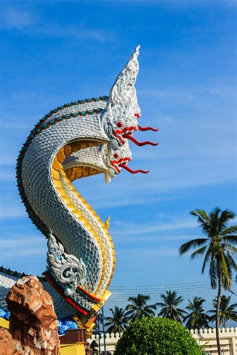 beautiful naga sculpture  thai temple editorial photo image  head