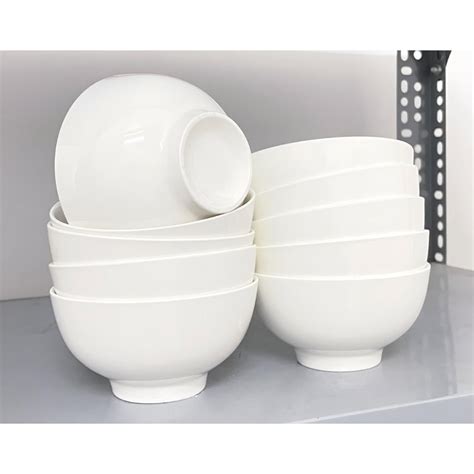 BỘ 10 chén ăn cơm bằng gốm sứ full trắng. Bát ăn cơm kich thước 11x6 ...