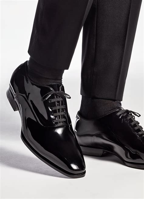 black tuxedo oxford  patent leather leather formal shoes mens
