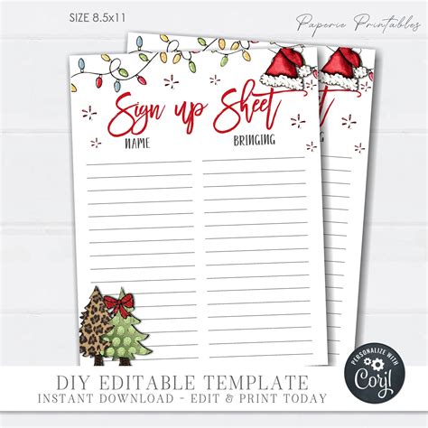 Printable Christmas Sign Up Sheet | FREE Printable HQ