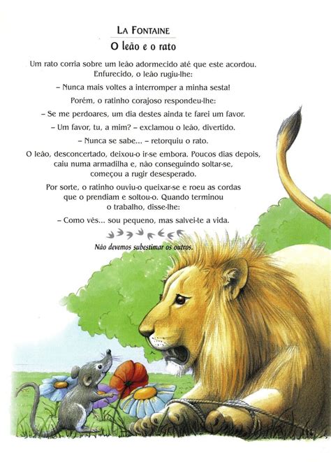 Texto O Leão Eo Rato - O leão e o rato – Artofit