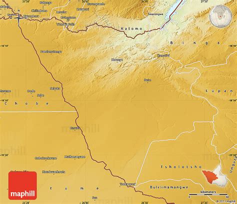 Physical Map of Hwange Rural