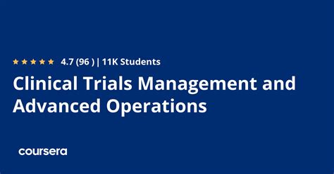 Clinical Trials Management and Advanced Operations | Coursera