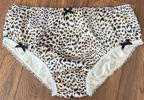 Patterned Satin Satin Lined Bikini Panties Silky Soft Sissy Knickers