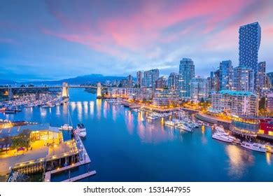 vancouver city skyline sunset royalty  images stock