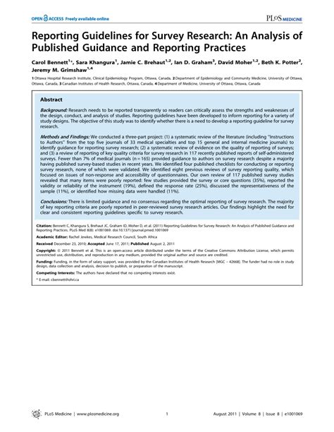 reporting guidelines  survey research  analysis