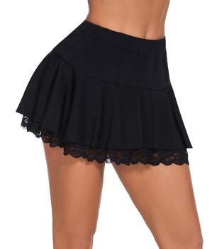 Minissaia Avidlove Plissada De Renda Babados Lingerie Preta