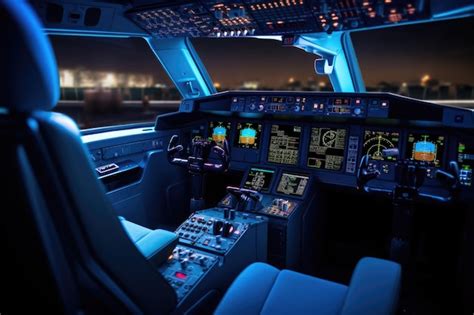 Premium Ai Image Pilot Flight Deck In Civil Airplane Plane Cockpit