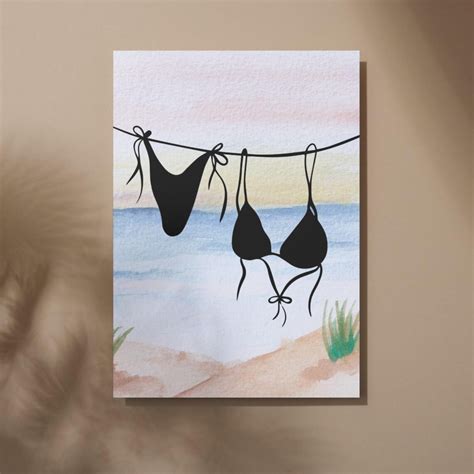 Blue Bikini Print Of Hanging Bikinis Beach Pink Bikini Wall Art Hanging