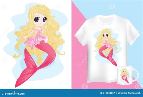 Blonde Hair Mermaid In The Sea Stock Vector Illustration Of Woman Beautiful 211838557
