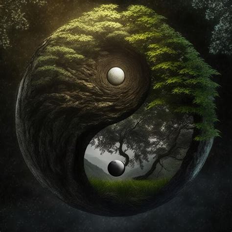 Yin e yang feitos da natureza símbolo de harmonia Foto Premium