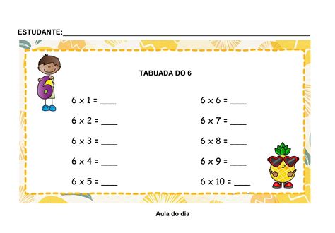 Atividade Tabuada Do 6 - ATIVIDADE TABUADA DO 6