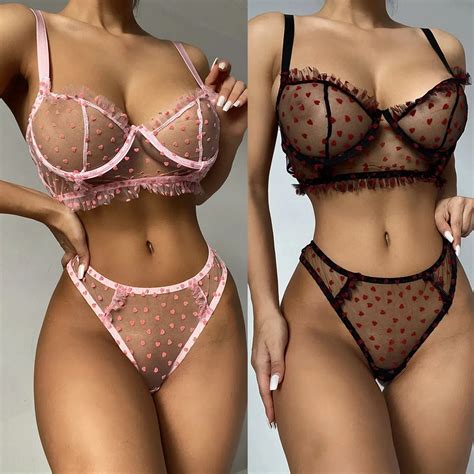 Lace Bra Panty Set Sexy Mesh Perspective Lingerie Sets Seamless Erotic