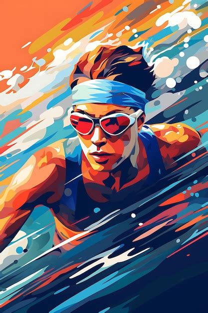 Premium Photo | Illustration 400 Meter Freestyle Endurance and ...